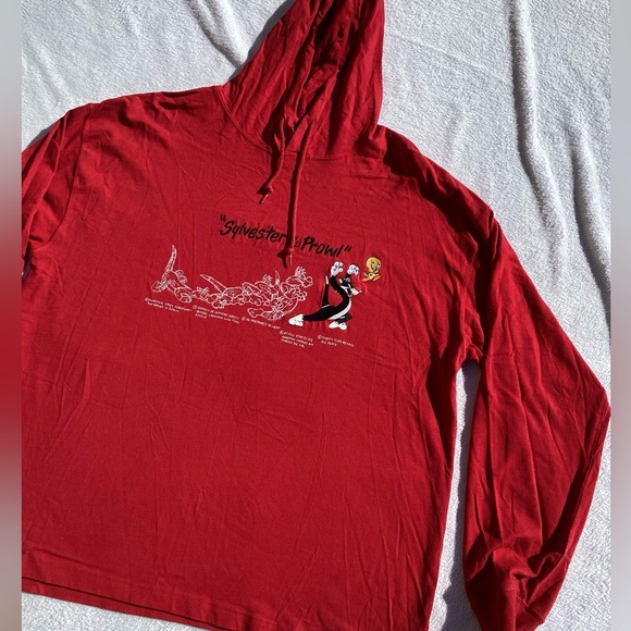 Vintage 90s Sylvester cat tweety bird warner brothers pullover hoodie sweatshirt - Picture 2 of 5